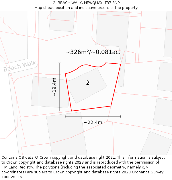 2, BEACH WALK, NEWQUAY, TR7 3NP: Plot and title map