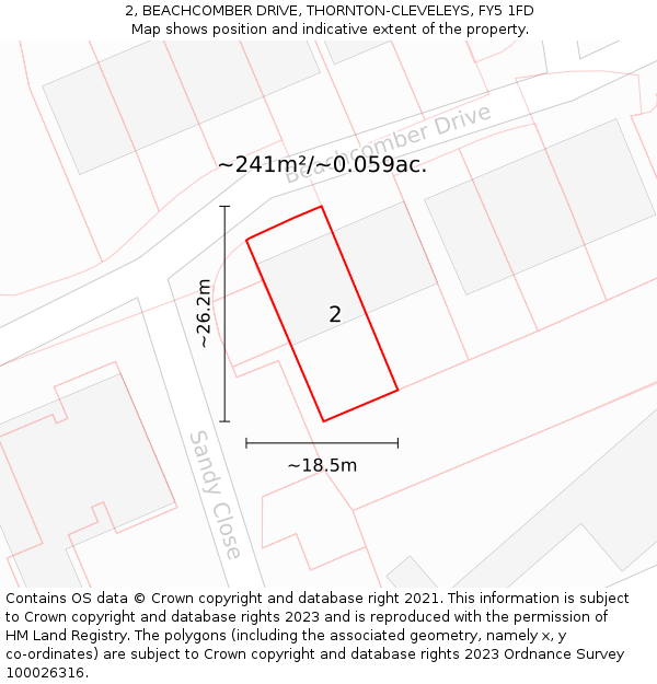 2, BEACHCOMBER DRIVE, THORNTON-CLEVELEYS, FY5 1FD: Plot and title map