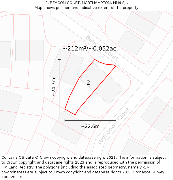 2, BEACON COURT, NORTHAMPTON, NN4 8JU: Plot and title map