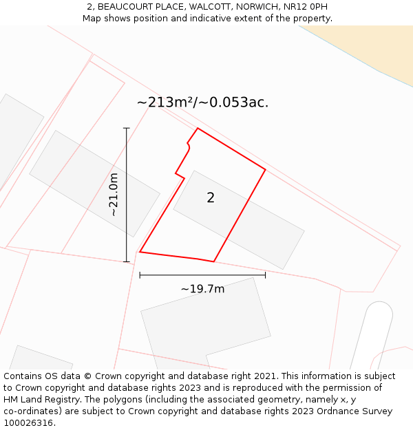 2, BEAUCOURT PLACE, WALCOTT, NORWICH, NR12 0PH: Plot and title map