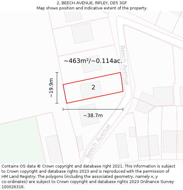 2, BEECH AVENUE, RIPLEY, DE5 3GF: Plot and title map