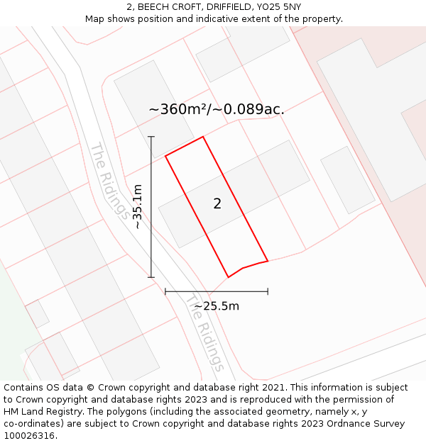 2, BEECH CROFT, DRIFFIELD, YO25 5NY: Plot and title map