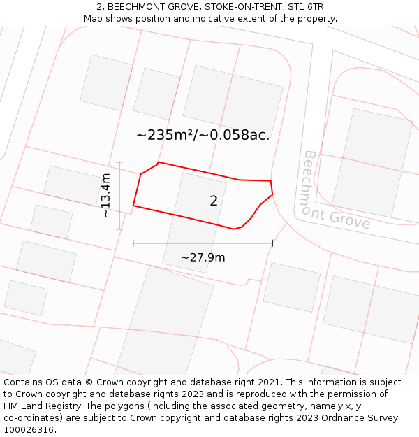 2, BEECHMONT GROVE, STOKE-ON-TRENT, ST1 6TR: Plot and title map