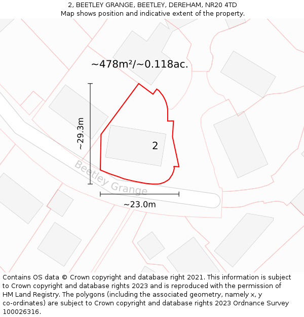 2, BEETLEY GRANGE, BEETLEY, DEREHAM, NR20 4TD: Plot and title map