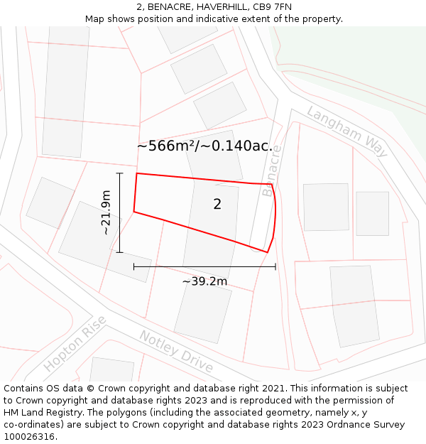 2, BENACRE, HAVERHILL, CB9 7FN: Plot and title map