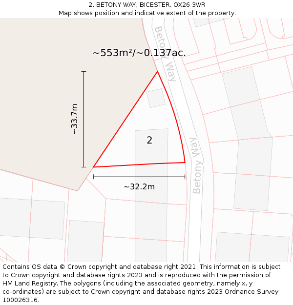 2, BETONY WAY, BICESTER, OX26 3WR: Plot and title map