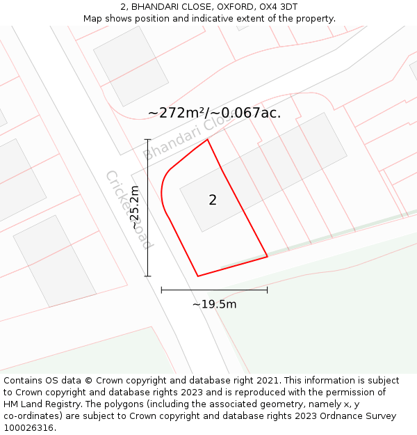 2, BHANDARI CLOSE, OXFORD, OX4 3DT: Plot and title map