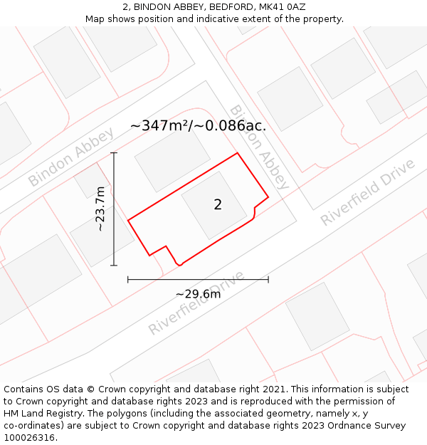 2, BINDON ABBEY, BEDFORD, MK41 0AZ: Plot and title map