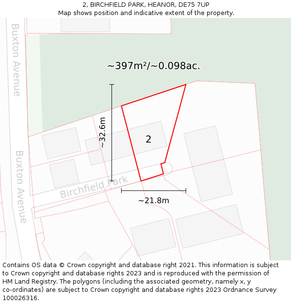 2, BIRCHFIELD PARK, HEANOR, DE75 7UP: Plot and title map