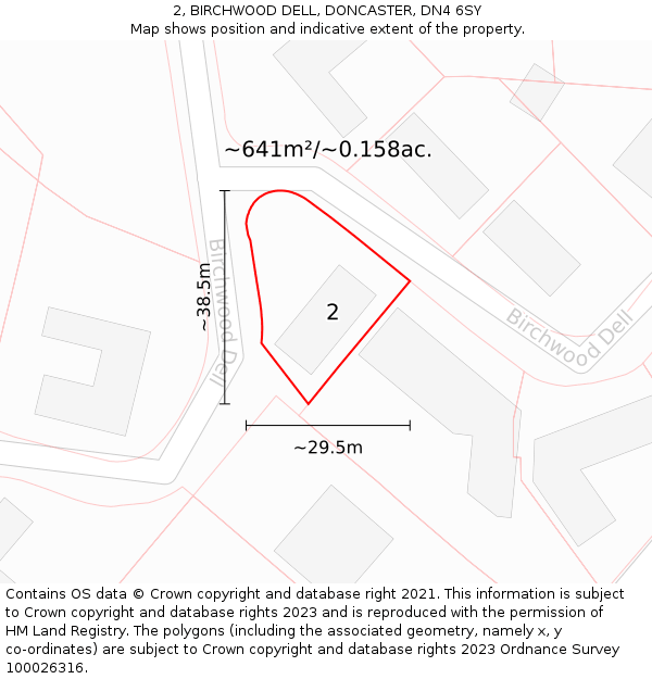 2, BIRCHWOOD DELL, DONCASTER, DN4 6SY: Plot and title map