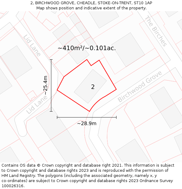 2, BIRCHWOOD GROVE, CHEADLE, STOKE-ON-TRENT, ST10 1AP: Plot and title map
