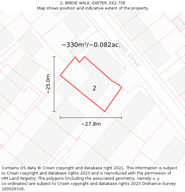 2, BIRDIE WALK, EXETER, EX2 7SE: Plot and title map