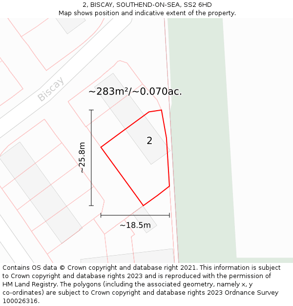 2, BISCAY, SOUTHEND-ON-SEA, SS2 6HD: Plot and title map