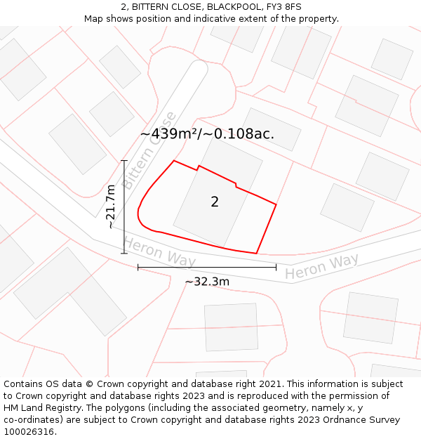 2, BITTERN CLOSE, BLACKPOOL, FY3 8FS: Plot and title map