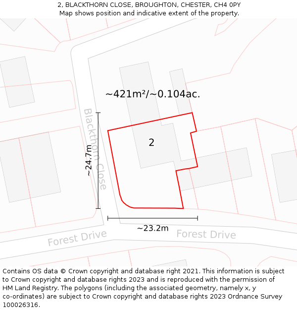 2, BLACKTHORN CLOSE, BROUGHTON, CHESTER, CH4 0PY: Plot and title map