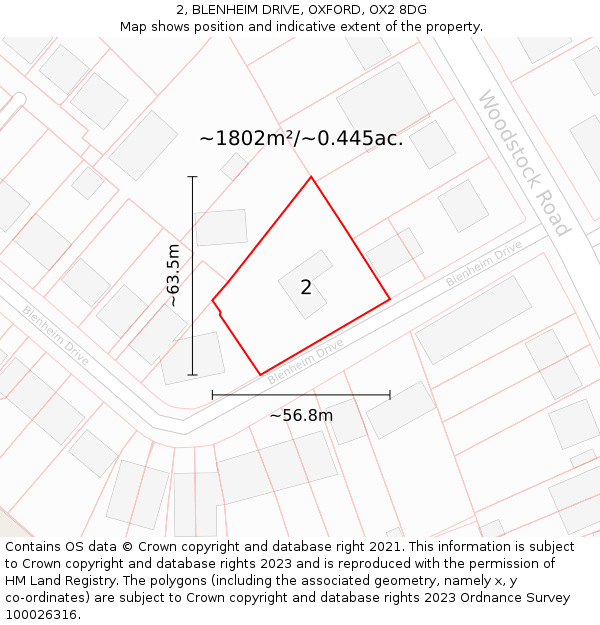 2, BLENHEIM DRIVE, OXFORD, OX2 8DG: Plot and title map