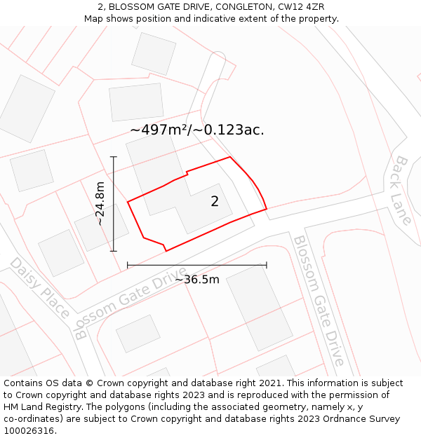 2, BLOSSOM GATE DRIVE, CONGLETON, CW12 4ZR: Plot and title map