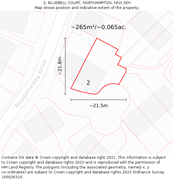 2, BLUEBELL COURT, NORTHAMPTON, NN3 3XH: Plot and title map