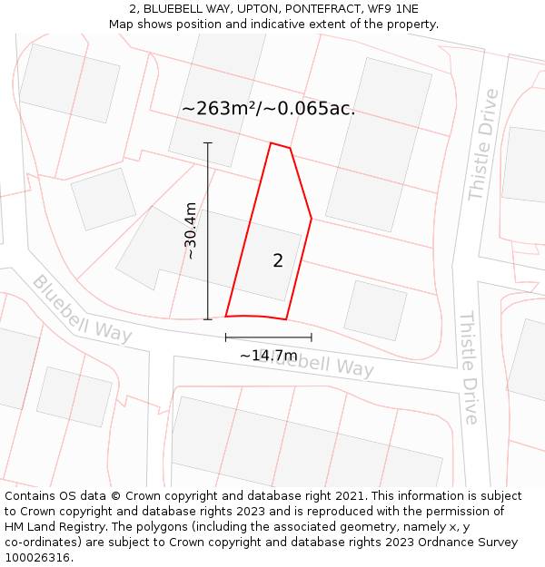 2, BLUEBELL WAY, UPTON, PONTEFRACT, WF9 1NE: Plot and title map