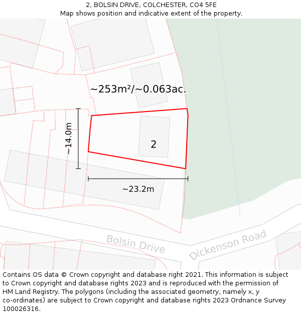 2, BOLSIN DRIVE, COLCHESTER, CO4 5FE: Plot and title map