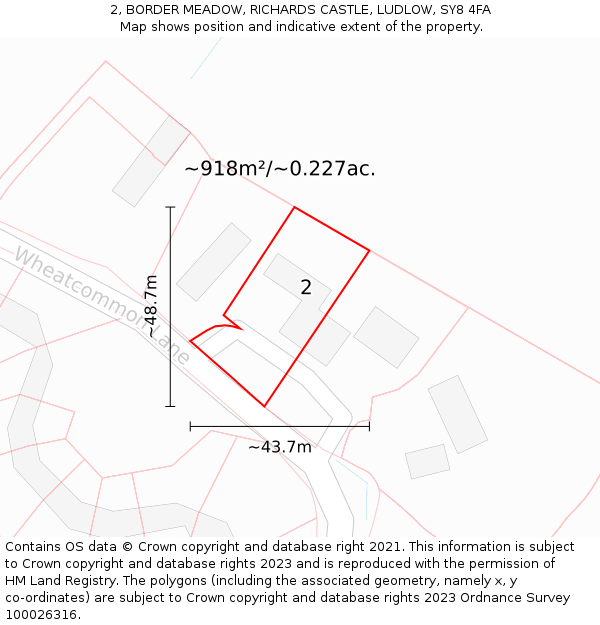 2, BORDER MEADOW, RICHARDS CASTLE, LUDLOW, SY8 4FA: Plot and title map