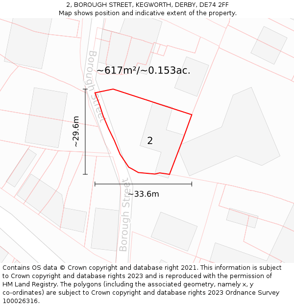 2, BOROUGH STREET, KEGWORTH, DERBY, DE74 2FF: Plot and title map