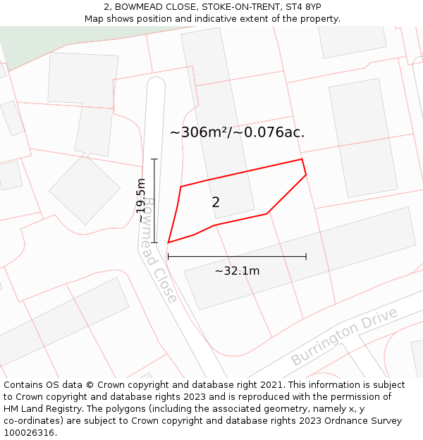 2, BOWMEAD CLOSE, STOKE-ON-TRENT, ST4 8YP: Plot and title map