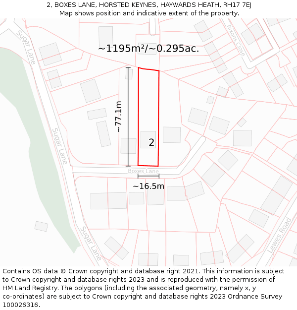 2, BOXES LANE, HORSTED KEYNES, HAYWARDS HEATH, RH17 7EJ: Plot and title map