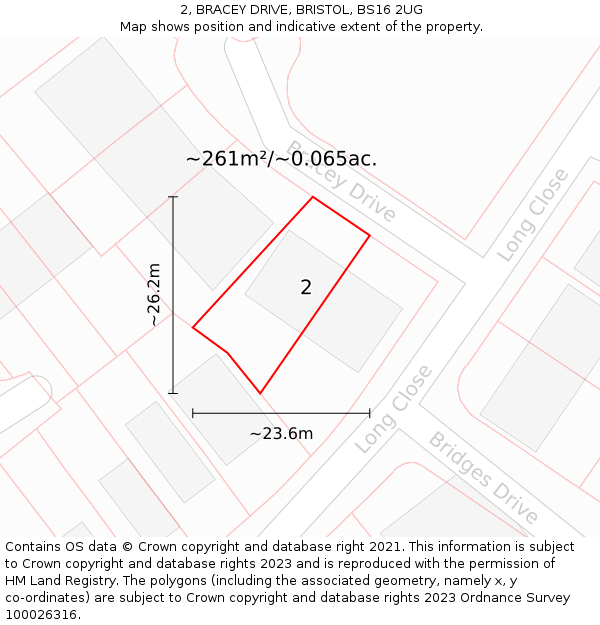 2, BRACEY DRIVE, BRISTOL, BS16 2UG: Plot and title map