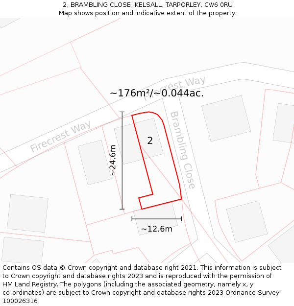 2, BRAMBLING CLOSE, KELSALL, TARPORLEY, CW6 0RU: Plot and title map