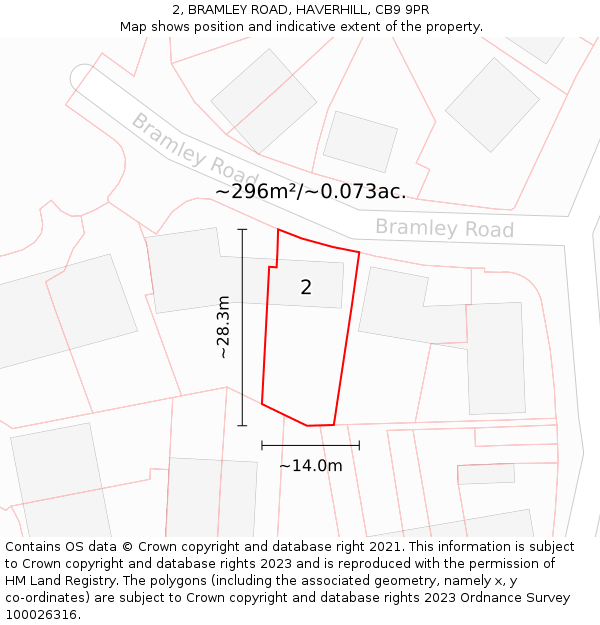 2, BRAMLEY ROAD, HAVERHILL, CB9 9PR: Plot and title map