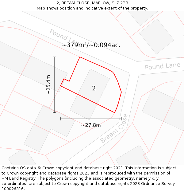 2, BREAM CLOSE, MARLOW, SL7 2BB: Plot and title map