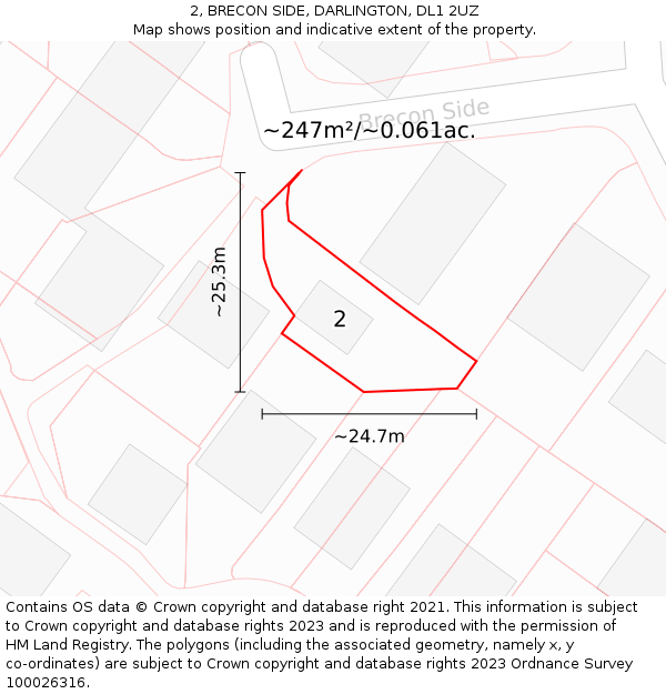 2, BRECON SIDE, DARLINGTON, DL1 2UZ: Plot and title map