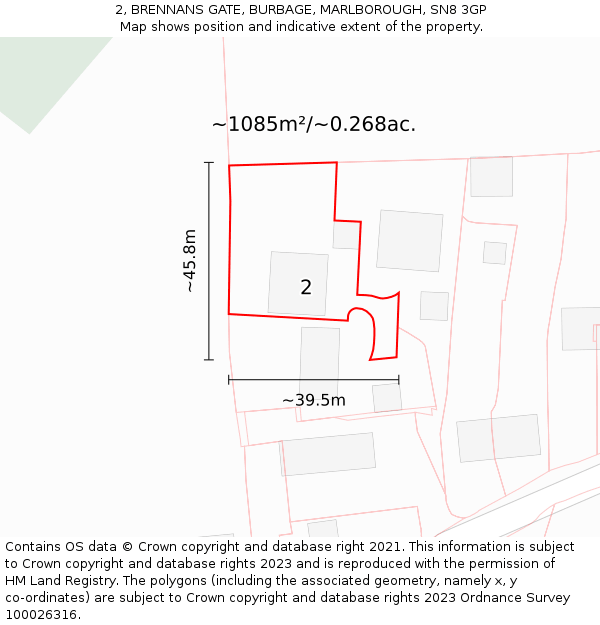 2, BRENNANS GATE, BURBAGE, MARLBOROUGH, SN8 3GP: Plot and title map