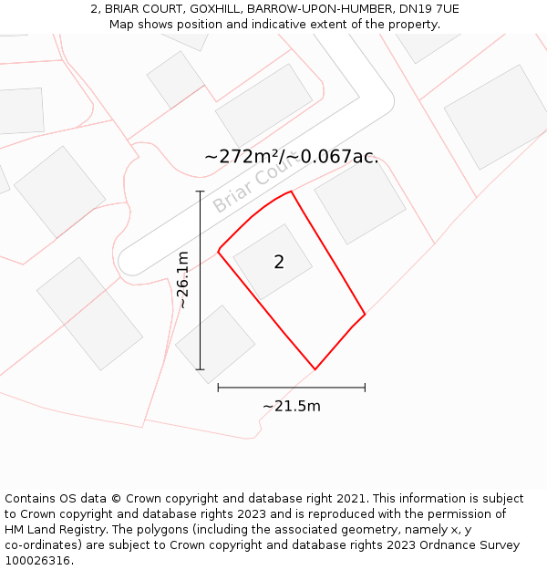 2, BRIAR COURT, GOXHILL, BARROW-UPON-HUMBER, DN19 7UE: Plot and title map