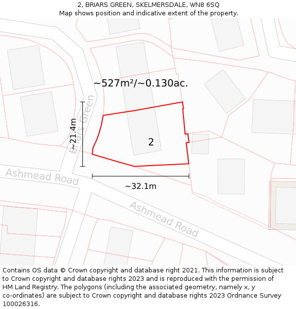 2, BRIARS GREEN, SKELMERSDALE, WN8 6SQ: Plot and title map