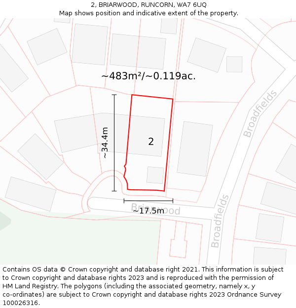 2, BRIARWOOD, RUNCORN, WA7 6UQ: Plot and title map