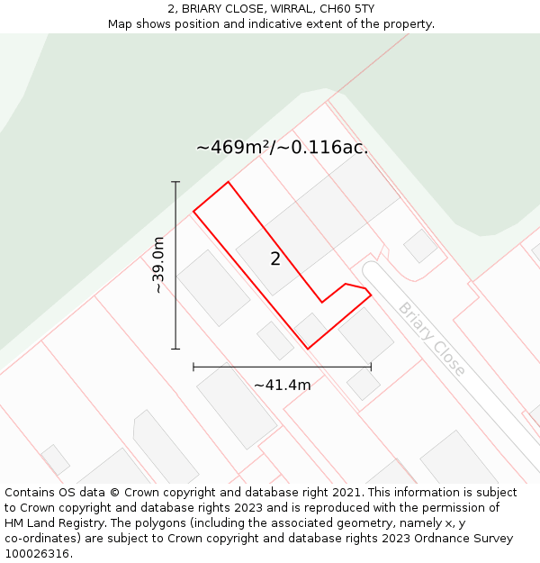 2, BRIARY CLOSE, WIRRAL, CH60 5TY: Plot and title map