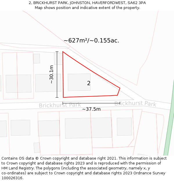 2, BRICKHURST PARK, JOHNSTON, HAVERFORDWEST, SA62 3PA: Plot and title map