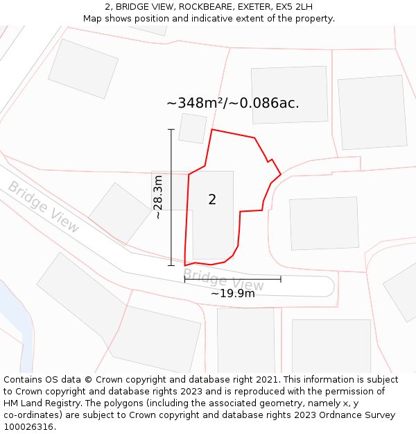 2, BRIDGE VIEW, ROCKBEARE, EXETER, EX5 2LH: Plot and title map