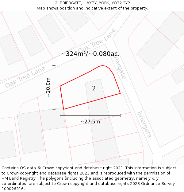 2, BRIERGATE, HAXBY, YORK, YO32 3YP: Plot and title map