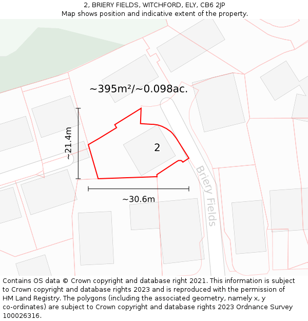 2, BRIERY FIELDS, WITCHFORD, ELY, CB6 2JP: Plot and title map