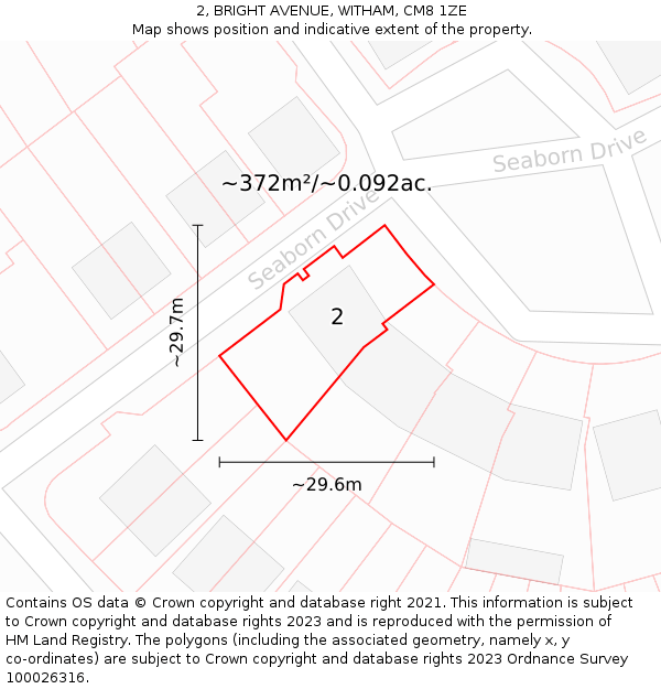 2, BRIGHT AVENUE, WITHAM, CM8 1ZE: Plot and title map