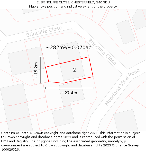 2, BRINCLIFFE CLOSE, CHESTERFIELD, S40 3DU: Plot and title map