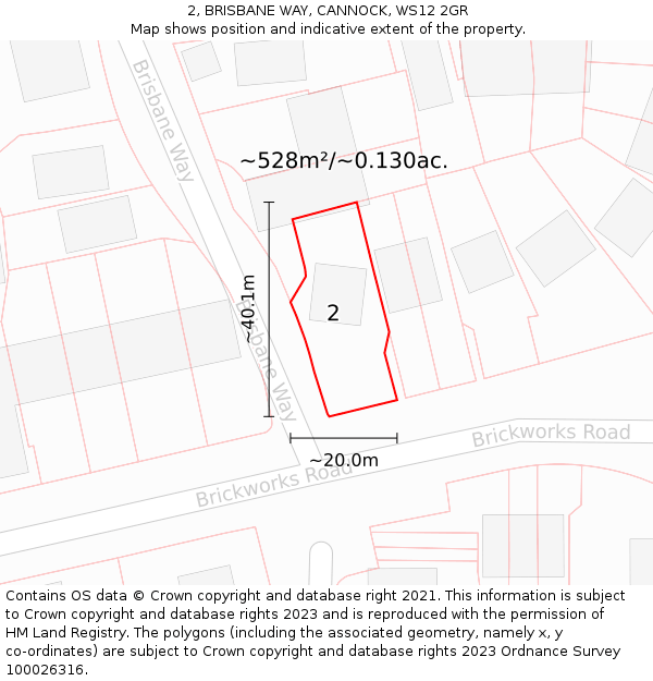 2, BRISBANE WAY, CANNOCK, WS12 2GR: Plot and title map