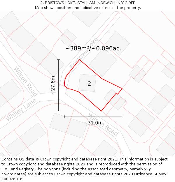 2, BRISTOWS LOKE, STALHAM, NORWICH, NR12 9FP: Plot and title map