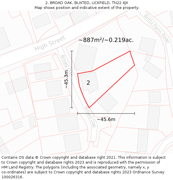 2, BROAD OAK, BUXTED, UCKFIELD, TN22 4JX: Plot and title map