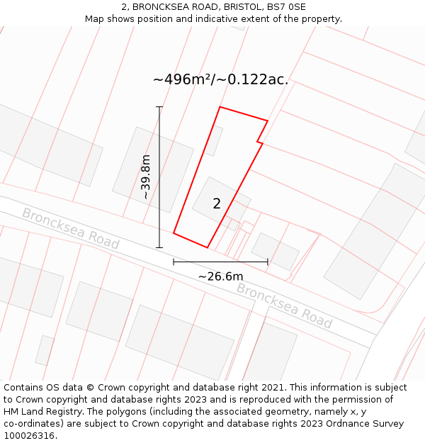 2, BRONCKSEA ROAD, BRISTOL, BS7 0SE: Plot and title map