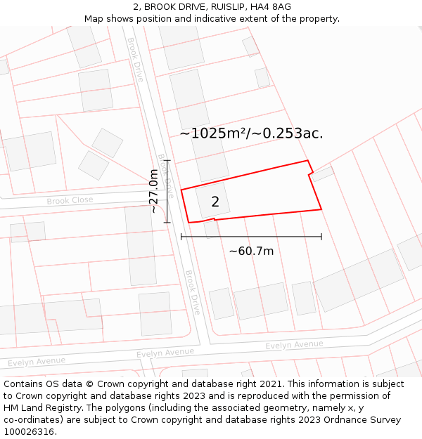 2, BROOK DRIVE, RUISLIP, HA4 8AG: Plot and title map