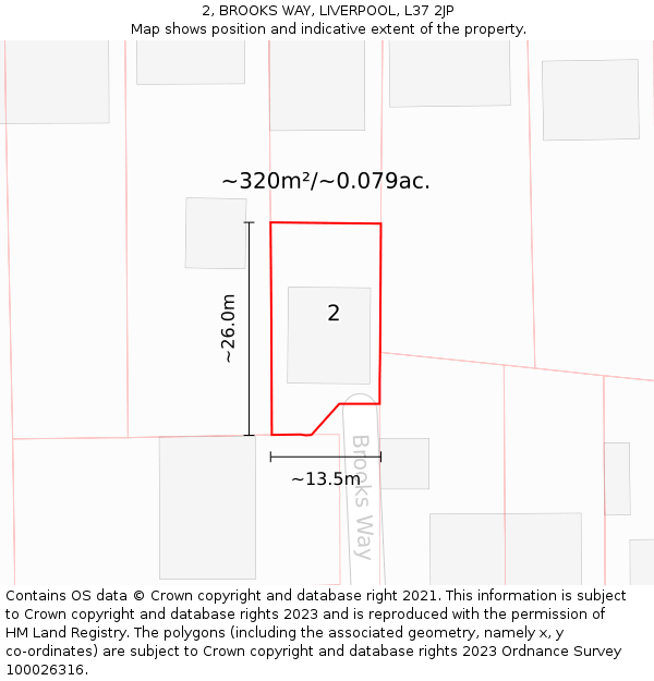 2, BROOKS WAY, LIVERPOOL, L37 2JP: Plot and title map